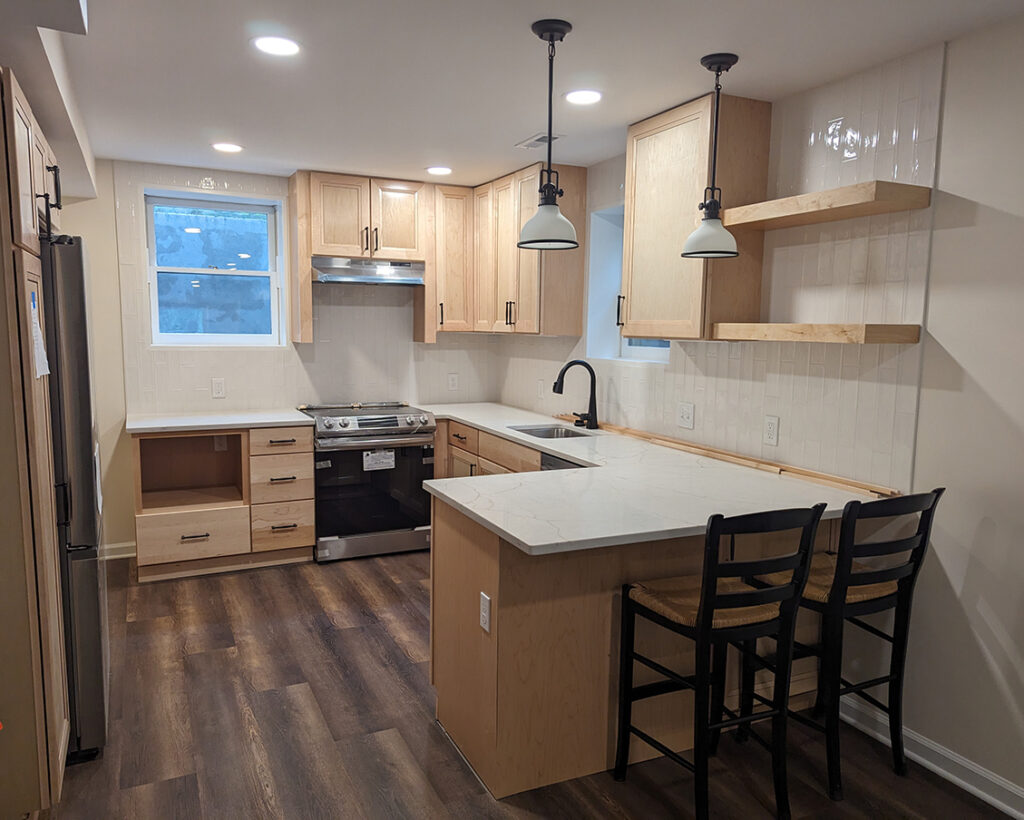 Kitchen view of Basement Renovation in North Arlington